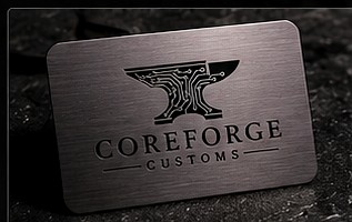 Laser engraved CoreForge business card